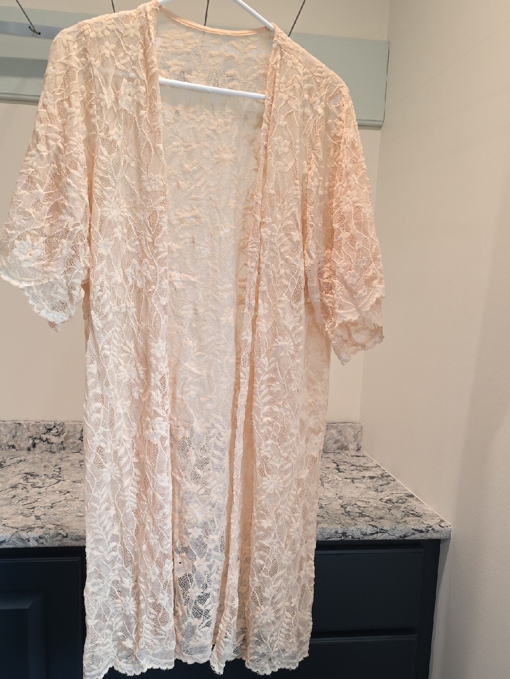 LuLaRoe Peach Lace Duster Cardigan